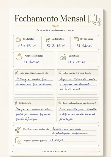 Página interna do Planner Prosperar 4