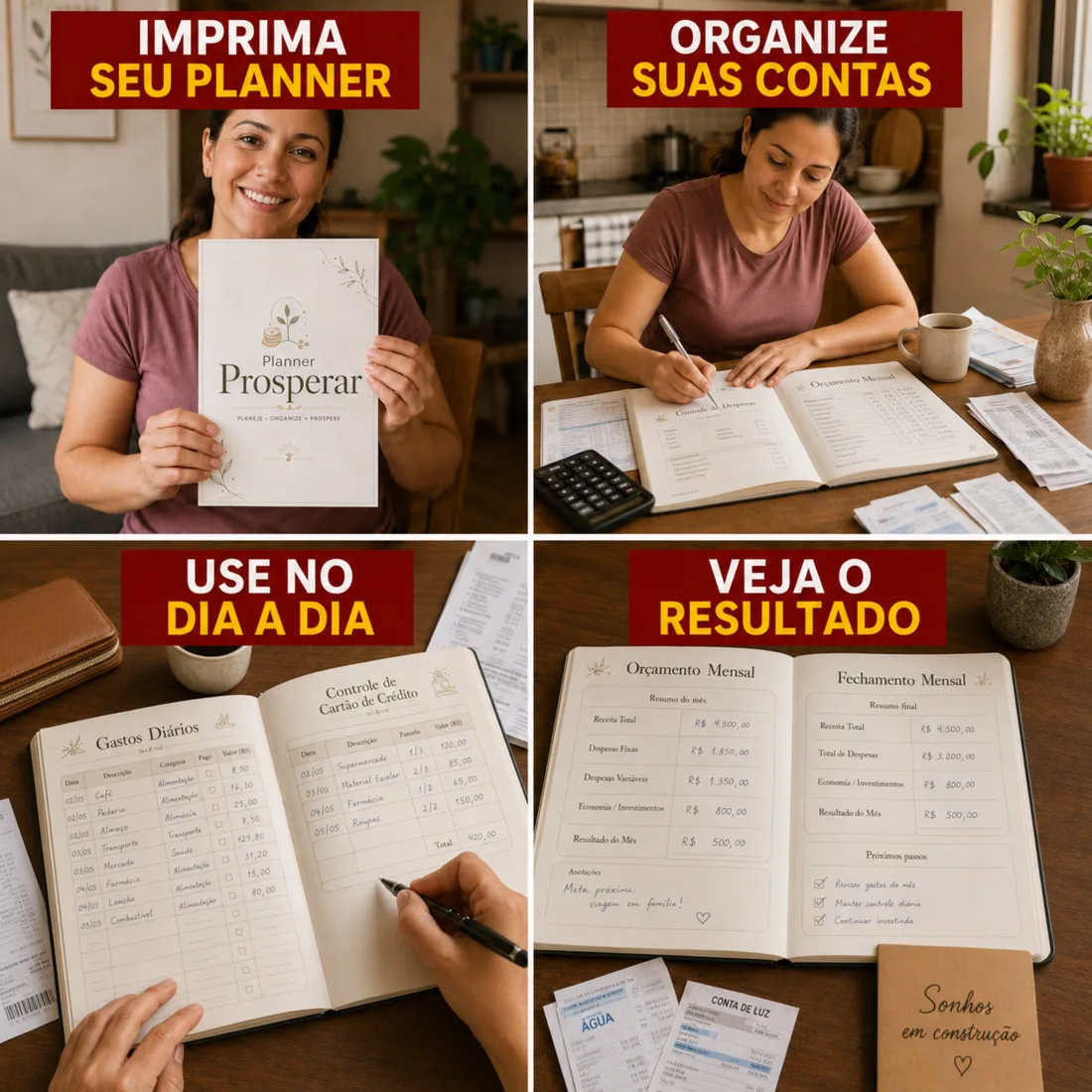 Como funciona o Planner Prosperar: imprima o planner, organize suas contas, use no dia a dia e veja o resultado